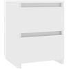 vidaXL Comodino 30x30x40 cm, Legno ingegnerizzato, Bianco, 2 cassetti scorrevoli, Mobiletto da letto, Supporto telefono, Piccolo tavolino camera, Unità contenitore compatta