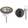 Wirquin 30723119 - Piletta per lavabo con tappo in plastica e griglia in acciaio inox, cromato e nero