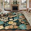 HUGEAR Nero Tappeto Salotto 200x300cm Camera da Pranzo Antiscivolo Tappeti Lavabile In Lavatrice Carpet Moderno Motivo Floreale Esterno Pelo Corto Misure Grandi Cameretta Sala Rug
