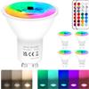 REYLAX 4pcs Lampadine LED GU10 5W, RGB + Bianco Caldo, Faretti LED Che Cambiano Colore, 12 Colori 5 Modalità, Attivazione Della Memoria, Regolazione Tramite Telecomando a Infrarossi