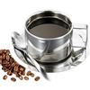 Jauhmui Set di tazze da caffè in acciaio inox, 200 ml, a doppia parete, con cucchiaio e piattino, per caffè, latte, tè, latte, tè e caffè (argento)