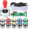 EG STARTS 1 giocatore LED Arcade fai da te Part Kit USB Encoder per PC Gamepad Ellisse & Ovale Stile Bat Joystick + 5V LED Arcade Pulsanti per Videogiochi Mame Raspberry Pi Arcade1up (cromati misti)