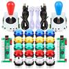 Fosiya 2 Giocatori Kit Pulsanti Joystick Arcade Ellisse Stile Ovale 8 Direzioni Bat Joystick + 20 Pulsanti LED Arcade per 2 Giocatori Controller Videogiochi Tutti PC Windows MAME Raspberry Pi 3 4