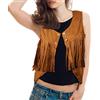 LUTER Gilet con Frange, Morbido Gilet da Cowgirl Senza Maniche Giacca con Frange Ritagliate Costumi Hippie Gilet con Frange Donna Anni 70 (M)