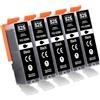 Tinnee PGI-525 Cartucce Compatibili per cartucce Canon MG6250 Canon 525 525XL per Pixma IX6550 MX715 MX885 IP4850 IP4950 IP6550 MG5120 MG5150 MG6150 MG6250 MG8150, 5 PGBK