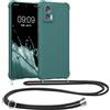 kwmobile Custodia Compatibile con Motorola Edge 30 Neo Cover - Back Case in Silicone TPU - Protezione Smartphone con Cordino - petrolio