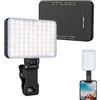 Newmowa Luce Selfie con Clip per Telefono,Sensore di luce intelligente-Nero | 2000mAh 3 Modalità 10 Livelli di Luminosità,per Laptop/Fotocamere, Video LED Portatile per TikTok/Trucco/Vlog/Videoconferenze