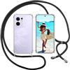 ISOI Cover con Cordino per Oppo Reno 13F 4G/Oppo Reno 13 F 5G/13 FS 5G, Custodia Trasparente con Collana Tracolla Laccio Collo Ultra Sottile Morbido TPU Silicone Antiurto AntiGraffio Case, Nero
