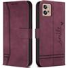 Bravoday Cover per Motorola Moto G32 / Moto G32, Flip Custodia in Pelle PU con Slot per Schede, Portafoglio Custodia per Motorola Moto G32 / Moto G32, Vino Rosso