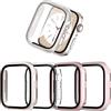 JZK Confezione da 4 custodie protettive per Apple Watch SE 2/SE/6/5/4 44 mm, custodia rigida in PC ultra sottile a 360° con pellicola protettiva in vetro temperato antigraffio integrata per iWatch 44