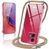 Coiwxmoi Cover per Motorola Moto G84 5G con Cordino 6,5,Trasparente Custodia con Laccio Tracolla Corda Catena Cinghia,Ultra Morbido Silicone TPU Antiurto Case, Giallo