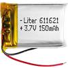 Liter energy battery Batteria 611621 LiPo 3.7V 150mAh 0.555Wh 1S 5C Liter Energy Battery per l'elettronica Ricaricabile Telefono Portatile Smartwatch Orologio GPS - Non adatto per Radiocomando 24x16x7mm (150mAh|611621)
