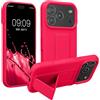 kwmobile 1x Custodia Compatibile con Apple iPhone 17 PRO - Cover Supporto Dita - Back Case per Smartphone - Protezione Gommata Rosa Shocking