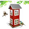 Relaxdays Casetta per Uccelli in Metallo da Appendere, 26x12x12 cm, mangiatoia da Giardino e Balcone, Rossa