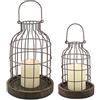 Stonebriar Metal Wire Cage Set Cloche con basi rustiche in Legno, Metallo, Marrone, 2 Pezzi