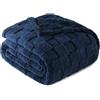 Exclusivo Mezcla Coperta in Pile, Copriletto Leggero e Morbido, 130x150 cm | Copridivano, Usi Multipli, All'aperto, Jacquard a Quadri, Flanella, Traspirante, Tutte le Stagion, Blu Marino