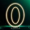 RumonZS Pannello luminoso LED al neon a forma di numero 1, 30 cm, alimentazione USB, sfondo per festa di compleanno, matrimonio, decorazione d'interni (numero 0)