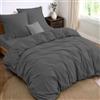 Dreamzie Parure da letto 4 pezzi, copripiumino matrimoniale 240x220 cm + lenzuolo con angoli matrimoniale 180x200 cm, con 2 federe da 65 x 65 cm, Grigio per 2 persone, microfibra - oeko-tex