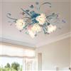meibeileil Plafoniera Led Soffitto Di Stile Country,Lampadario Con Paralume In Vetro E Rose In Ceramica Rosa,Lampadari Dal Design Floreale Vintage Per Soggiorno Camera Da Letto Ristorante Corridoio
