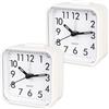 CIMOYBAI 2 Pezzi Sveglia Analogica Senza Ticchettio, Sveglia Bianco con Luce, Funzione Snooze, Portatile, Luminosa, Silenziosa Piccola da Viaggio per Dormitori Profondi (Bianco)