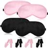 CARANNACLTD 4 Pezzi Mascherina per Dormire, Maschera per Dormire Seta Mascherina per Occhi Antiluce e Morbida Mascherina Occhi per Dormire per Viaggi Pisolino con Fascia Elasticità