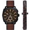 Fossil Orologio New Machine da uomo, movimento cronografo al quarzo da 44 mm con cinturino in acciaio inossidabile o in pelle