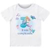 Handmade T-shirt in cotone adatto al compleanno 3 anni con tema sirena (Bianco, 3/4 anni)