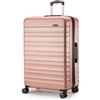 Amazon Basics, Valigia Rigida Espandibile, Bagaglio da Viaggio in ABS con 4 Ruote Girevoli Doppie, Struttura Leggera e Resistente ai Graffi, 45,1cm x 28,6cm x 68cm, Colore Oro Rosa