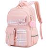 Tanou Zaino per Ragazze Zaino Bambina Scuola Elementare e Media Impermeabile Zaini da Viaggio Borsa Casual per Adolescenti con Cinghia per Trolley, Rosa