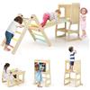 COSTWAY Triangolo da arrampicata con scivolo, 7 in 1, struttura da arrampicata per interni per bambini dai 3 anni in su, con triangolo da arrampicata pieghevole e regolabile in altezza, rampa