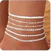 FIOROYAL 6Pcs Cavigliera Donna Oro,14K Regolabile Impermeabile A Strati Set di Braccialetti alla Caviglia in Oro Accessori Estivi Spiaggia Gioielli per Donna Ragazze