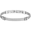 Breil, Collezione Ted, Bracciale Uomo in Acciaio Silver, con Doppia Spirale Metallica e Quattro Anelli Fissi, Chiusura a Gioielleria, Lunghezza Regolabile fino a 17,5
