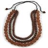 Avalaya Collana a 3 fili con perline in resina, regolabile, 60 cm-70 cm, colore: marrone/tortora