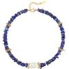 Aobei Pearl Chunky Dichiarazione Lapis Lazuli Collana Grande Barocco Perla Oro Choker Trendy Boho Blue Beaded Stone Gioielli