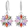 VONSSY Collana con ciondolo a forma di fiocco di neve colorato, orecchini a perno placcati in oro rosa/bianco con cristalli e pietre preziose, granato, ametista, morganite, peridoto, strass, regalo
