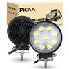 PICAA Faro da Lavoro LED 2pcs 27W 4 Pollici Tondo Flood Light Fari Led Auto Luci Off Road per Fuoristrada Guida Fendinebbia Luci della Barca Luci di Guida Faro da Lavoro a Led SUV Lampada Trattore