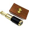 THOR INSTRUMENTS Telescopio portatile in ottone da 15,2 cm con scatola di legno, navigazione pirata con ancora scatola di legno, rustico, vintage, decorazione per la casa, idea regalo