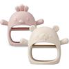 PandaEar Set di 2 Giochi da Dentizione in Silicone per Bambini, Guanto a Mano per la Dentizione, Giocattoli da Masticare per Bambini come Ciuccio per Alleviare il Dolore della Dentizione (Bianco/Rosa)
