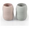 PandaEar 2 Pezzi 100% silicone bicchiere bambino neonato, piccola tazza bambini antigoccia bicchiere di apprendimento, adatta al forno a microonde,104 ml (rosa/grigio)