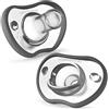NANOBÉBÉ RIIMUHIR Nanobebe Pacifiers 0-3 Month - Orthodontic, Curves Comfortably with Face Contour, Award Winning for Breastfeeding Babies, 100% Silicon - BPA Free. Perfect Baby Registry Gift 2pk,Grey