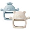 PandaEar Set di 2 Giochi da Dentizione in Silicone per Bambini, Guanto a Mano per la Dentizione, Giocattoli da Masticare per Bambini come Ciuccio per Alleviare il Dolore della Dentizione (Bianco/Blu)