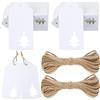 G2PLUS 100pcs Tag Regalo Etichette,targhette Carta kraf, Etichette Artigianali con spago di Iuta Perfetta per Decorare L'Albero di Natale, Compleanni e Matrimoni,Lavoro Fatto a Mano(Bianca)