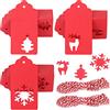 G2PLUS 150pcs Tag Regalo Etichette,targhette Carta kraf, Etichette Artigianali con Corda di Natale Perfetta per Decorare L'Albero di Natale, Lavoro Fatto a Mano(Rosse)