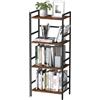 CADUKE Libreria a 4 ripiani con contenitore industriale aperto Etagere libreria in legno metallo libreria marrone libreria per soggiorno camera da letto ufficio