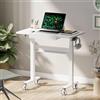 DAWNYIELD Scrivania Regolabile in Altezza Pneumatica, Tavolo da Lavoro Mobile con Ruote per Computer, Ufficio e Casa, Scrivanias Ergonomiche per Posizione Seduta/In Piedi, Bianco