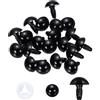 PATIKIL 16mm Occhi di Sicurezza 20 PCS Occhi in Plastica per Artigianato con Pellicola Protettiva E Rondelle per Animali di Peluche Giocattoli all'Uncinetto Bambole DIY Artigianato Nero