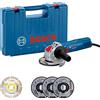 Bosch Professional Smerigliatrice angolare GWX 750-125 con X-LOCK (Ø disco: 125 mm, 750 Watt, incl. set di 5 mole da sbavo e taglio, cuffia di prot. 125 mm, valigetta) - Amazon Exclusive Set