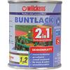 Wilckens Vernice colorata acrilica 2 in 1 per interni ed esterni, satinata, 125 ml, RAL 7016, grigio antracite