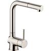 Cornat Livenne LIVE53 - Miscelatore monocomando per lavello in ottone di qualità, effetto acciaio inox, tubo estensibile e beccuccio girevole ad alta pressione