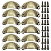 BOZONLI 12 Pezzi Maniglie conchiglia per Porta Cassetto Armadietto Cassettiera Vintage Manopole Ferro-nichel Lega Shell Semicerchio Maniglia Manopola 8,1 cmx3.5 cm Spazzolato Bronzo